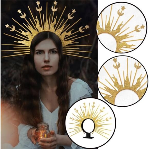 Madonna Halo Tiara Headband | Virgin Mary, Stars, Moon, Halloween Custom - Picture 5 of 6